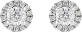 14K Gold Round Lab-Grown Diamond Cocktail-Style Halo-Style Stud Earrings - White Gold - view 4