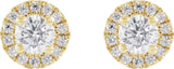 14K Gold Round Lab-Grown Diamond Cocktail-Style Halo-Style Stud Earrings - Yellow Gold - view 4