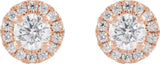 14K Gold Round Lab-Grown Diamond Cocktail-Style Halo-Style Stud Earrings - Rose Gold - view 4
