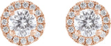 14K Gold Round Lab-Grown Diamond Cocktail-Style Halo-Style Stud Earrings - Rose Gold - view 4