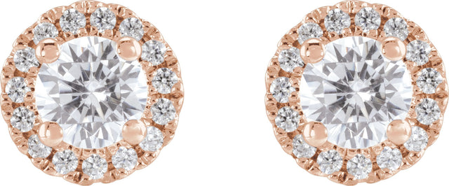 14K Gold Round Lab-Grown Diamond Cocktail-Style Halo-Style Stud Earrings - Rose Gold - view 4