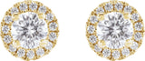 14K Gold Round Lab-Grown Diamond Cocktail-Style Halo-Style Stud Earrings - Yellow Gold - view 4