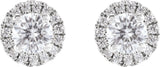 14K Gold Round Lab-Grown Diamond Cocktail-Style Halo-Style Stud Earrings - White Gold - view 4