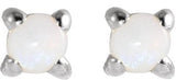 14K Gold Natural White Opal Round Rose-Cut 4-Prong Claw Stud Earrings - White Gold - view 6