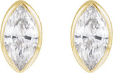 14K Gold Natural Diamond Marquise Bezel-Set Stud Earrings – 3.5x1.75mm - Yellow Gold - view 4