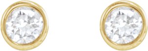14K Gold Natural Diamond Round Bezel-Set Earrings - Yellow Gold - view 4