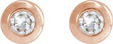 14K Gold Natural Diamond Round Bezel-Set Earrings - Rose Gold - view 4