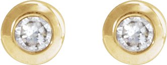 14K Gold Natural Diamond Round Bezel-Set Earrings - Yellow Gold - view 4