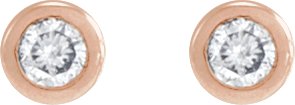 14K Gold Natural Diamond Round Bezel-Set Earrings - Rose Gold - view 4