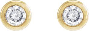 14K Gold Natural Diamond Round Bezel-Set Earrings - Yellow Gold - view 4