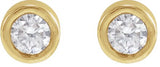 14K Gold Natural Diamond Round Bezel-Set Earrings - Yellow Gold - view 3