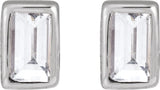 14K Gold Natural Diamond Straight Baguette Bezel-Set Stud Earrings – 2.5x1.5mm - White Gold - view 8