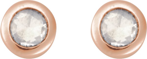 14K Gold Natural Diamond Round Rose-Cut Bezel-Set Earrings - Rose Gold - view 8