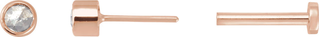 14K Gold Natural Diamond Round Rose-Cut Bezel-Set Earrings - Rose Gold - view 9