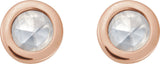 14K Gold Natural Diamond Round Rose-Cut Bezel-Set Earrings - Rose Gold - view 8