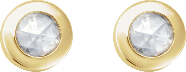 14K Gold Natural Diamond Round Rose-Cut Bezel-Set Earrings - Yellow Gold - view 8