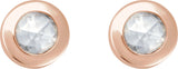 14K Gold Natural Diamond Round Rose-Cut Bezel-Set Earrings - Rose Gold - view 8
