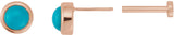 14K Gold Natural Turquoise Round Rose-Cut Bezel-Set Earrings - Rose Gold - view 9