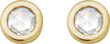14K Gold Natural Diamond Round Rose-Cut Bezel-Set Earrings - Yellow Gold - view 8