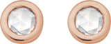 14K Gold Natural Diamond Round Rose-Cut Bezel-Set Earrings - Rose Gold - view 8