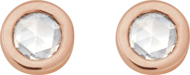14K Gold Natural Diamond Round Rose-Cut Bezel-Set Earrings - Rose Gold - view 8