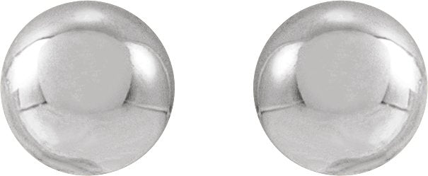 14K Gold Ball Earrings II - White Gold - view 2