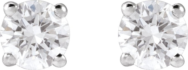 14K Gold Lab-Grown Diamond Round 4-Prong Lightweight Stud Earrings – up to 1 1/4 CTW - White Gold - view 10