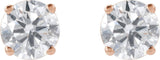 14K Gold Lab-Grown Diamond Round 4-Prong Lightweight Stud Earrings – 2.5-7.25mm Stones - Rose Gold - view 10