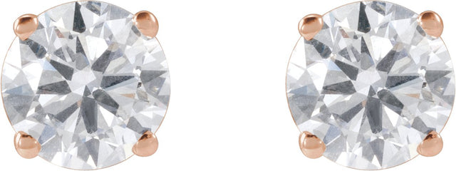 14K Gold Lab-Grown Diamond Round 4-Prong Lightweight Stud Earrings – 2.5-7.25mm Stones - Rose Gold - view 10