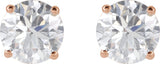 14K Gold Lab-Grown Diamond Round 4-Prong Lightweight Stud Earrings – 2.5-7.25mm Stones - Rose Gold - view 10