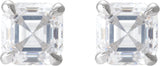 Platinum Asscher Natural Diamond Solitaire Stud Earrings - view 4