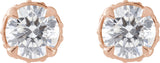 14K Gold Natural Diamond Round 4-Prong Hidden Halo-Style Stud Earrings - Rose Gold - view 5