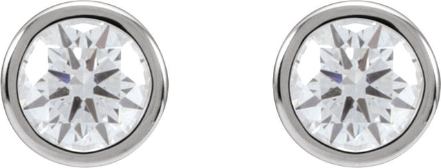 14K Gold Lab-Grown Diamond Round Bezel-Set Cocktail-Style Stud Earrings - White Gold - view 6