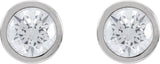 Platinum Natural Diamond Round Bezel-Set Cocktail-Style Stud Earrings - view 6