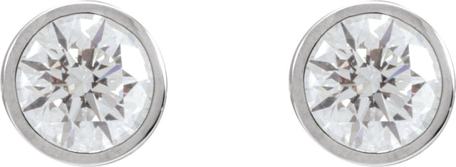 14K Gold Lab-Grown Diamond Round Bezel-Set Cocktail-Style Stud Earrings - White Gold - view 6
