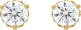 14K Gold Lab-Grown Diamond Round 3-Prong Scroll Stud Earrings - Yellow Gold - view 6