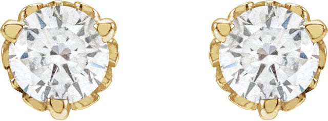 14K Gold Lab-Grown Diamond Round 3-Prong Scroll Stud Earrings - Yellow Gold - view 6