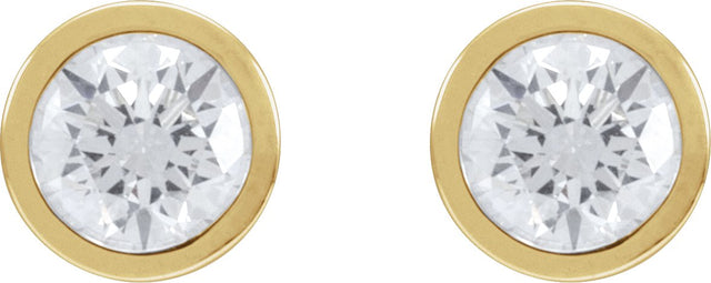 14K Gold Lab-Grown Diamond Round Bezel-Set Cocktail-Style Stud Earrings - Yellow Gold - view 6