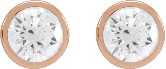 14K Gold Lab-Grown Diamond Round Bezel-Set Cocktail-Style Stud Earrings - Rose Gold - view 6