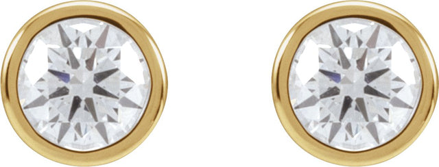 14K Gold Lab-Grown Diamond Round Bezel-Set Cocktail-Style Stud Earrings - Yellow Gold - view 6