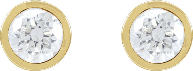 14K Gold Lab-Grown Diamond Round Bezel-Set Cocktail-Style Stud Earrings - Yellow Gold - view 6