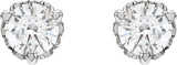 14K Gold Lab-Grown Diamond Round 3-Prong Scroll Stud Earrings - White Gold - view 6