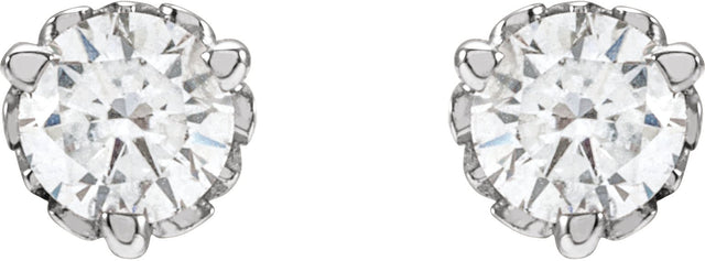 14K Gold Lab-Grown Diamond Round 3-Prong Scroll Stud Earrings - White Gold - view 6