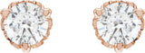14K Gold Lab-Grown Diamond Round 3-Prong Scroll Stud Earrings - Rose Gold - view 6