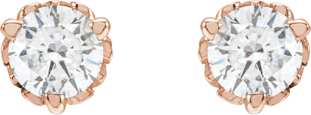 14K Gold Lab-Grown Diamond Round 3-Prong Scroll Stud Earrings - Rose Gold - view 6