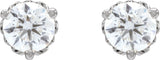14K Gold Lab-Grown Diamond Round 3-Prong Scroll Stud Earrings - White Gold - view 6