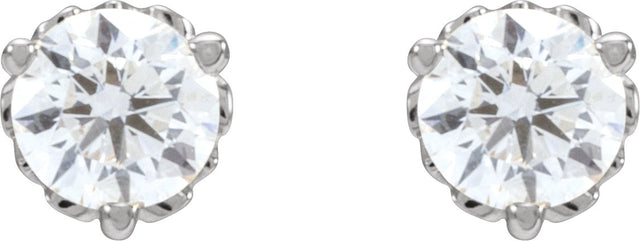 14K Gold Lab-Grown Diamond Round 3-Prong Scroll Stud Earrings - White Gold - view 6