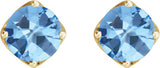 14K Gold Natural Aquamarine Round 4-Prong Stud Earrings – 6mm Stones - Yellow Gold - view 4
