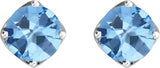 14K Gold Natural Aquamarine Round 4-Prong Stud Earrings – 6mm Stones - White Gold - view 4