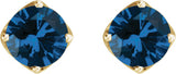 14K Gold Lab-Grown Blue Sapphire Round 4-Prong Stud Earrings - Yellow Gold - view 4